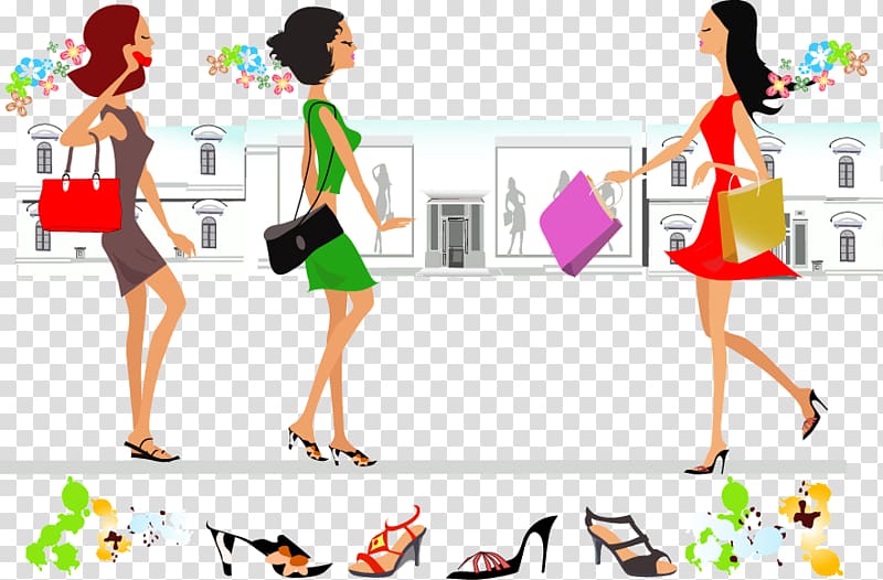 Euclidean Illustration, Fashion shopping women shopping transparent background PNG clipart