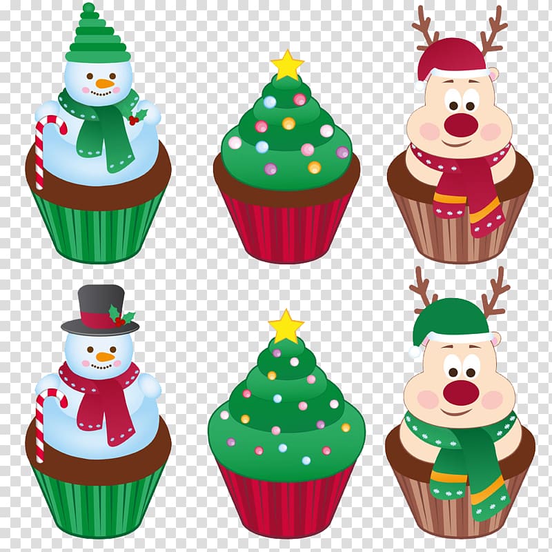 Christmas Cupcakes Christmas cake Christmas pudding Santa Claus, Christmas ice cream buckle creative HD Free transparent background PNG clipart