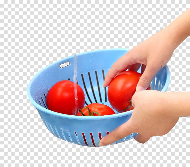 Tomato Basket Vegetable Plastic Kitchen, Wash the tomato scene material transparent background PNG clipart