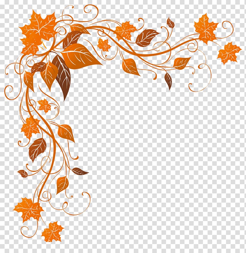 Autumn leaf color , Autumn Decoration , orange leaves frame transparent background PNG clipart