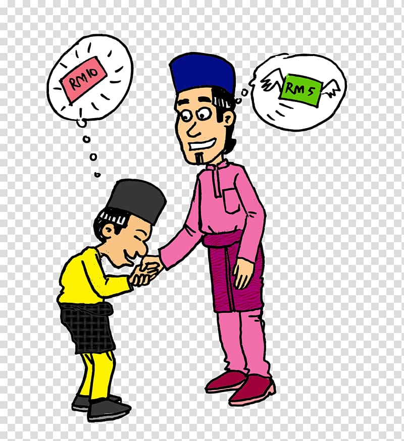 man and boy talking , Cartoon Eid al-Fitr , aidilfitri transparent background PNG clipart