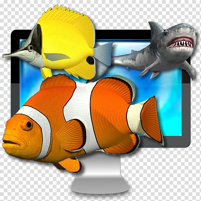 Screensaver Desktop Waterfall live Fish Desktop metaphor, hologram transparent background PNG clipart