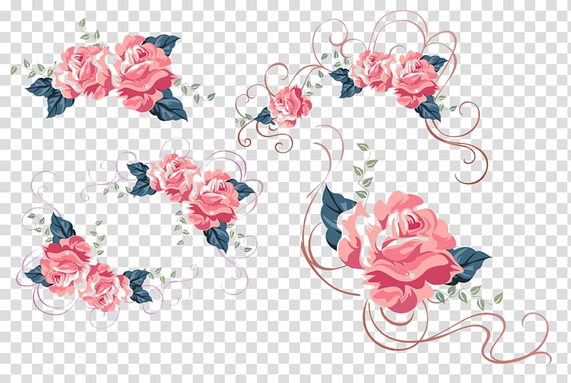 Garden roses Still Life: Pink Roses, design transparent background PNG clipart