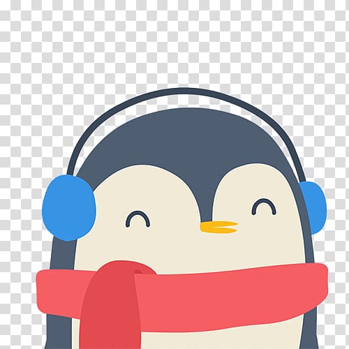 Penguin Razorbills Headphones Illustration, Penguin Scarf headphones transparent background PNG clipart