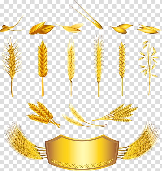 Cereal Wheat Ear , Decorative wheat bread gold label transparent background PNG clipart