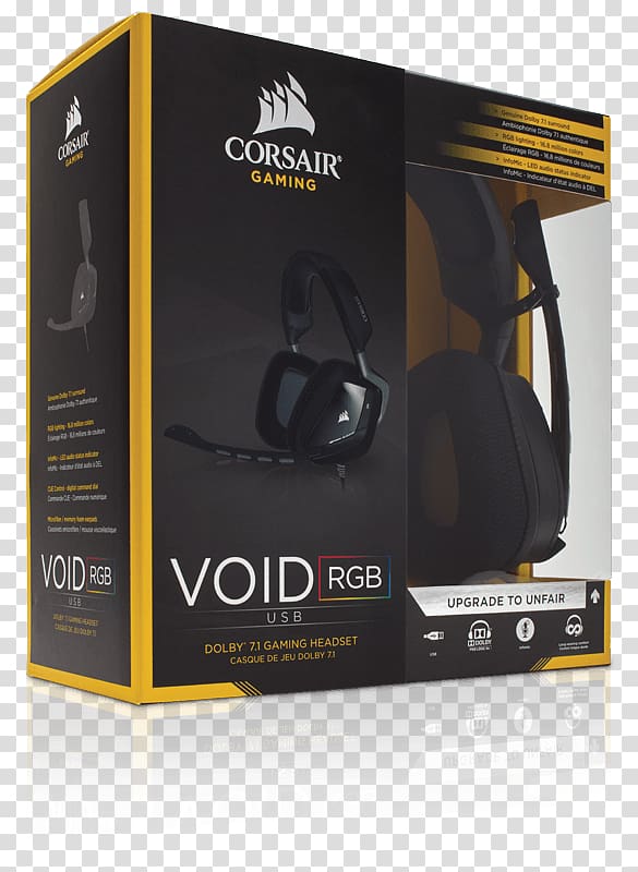 Corsair VOID PRO RGB 7.1 surround sound Headset Corsair Components Headphones, void gaming headset blue transparent background PNG clipart