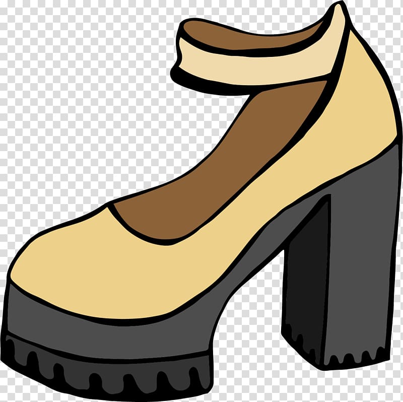 High-heeled footwear Shoe, painted thick heels transparent background PNG clipart