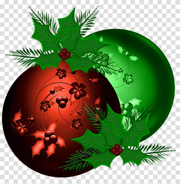 green and red Christmas ornaments, Christmas ornament Bombka, Christmas ball transparent background PNG clipart