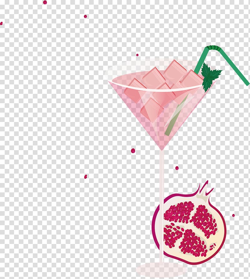 Cocktail glass Smoothie Drink, Red pomegranate cocktail transparent background PNG clipart