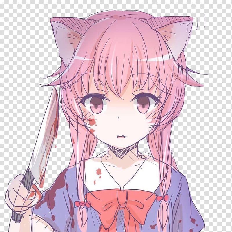Yuno Gasai Future Diary Catgirl Anime, Cat transparent background PNG clipart