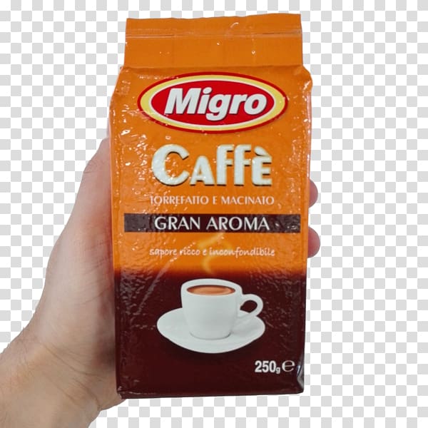 Instant coffee White coffee Caffeine MIGRO GROUND COFFEE GR 250 GRAN AROMA, with coffee aroma transparent background PNG clipart