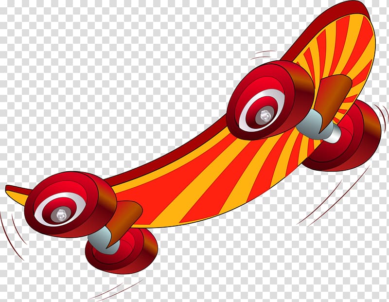 Skateboarding , Orange cartoon skateboard transparent background PNG clipart