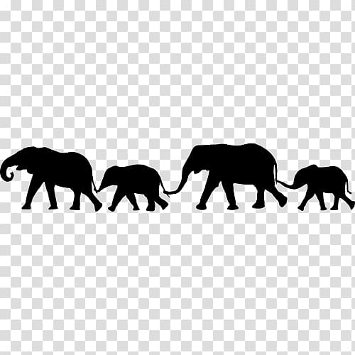 Indian elephant African elephant Elephantidae Silhouette T-shirt, Silhouette transparent background PNG clipart