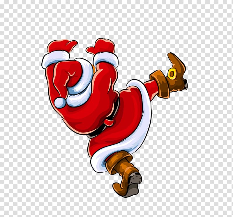 Santa Claus Christmas Illustration, Climbing Santa creatives transparent background PNG clipart