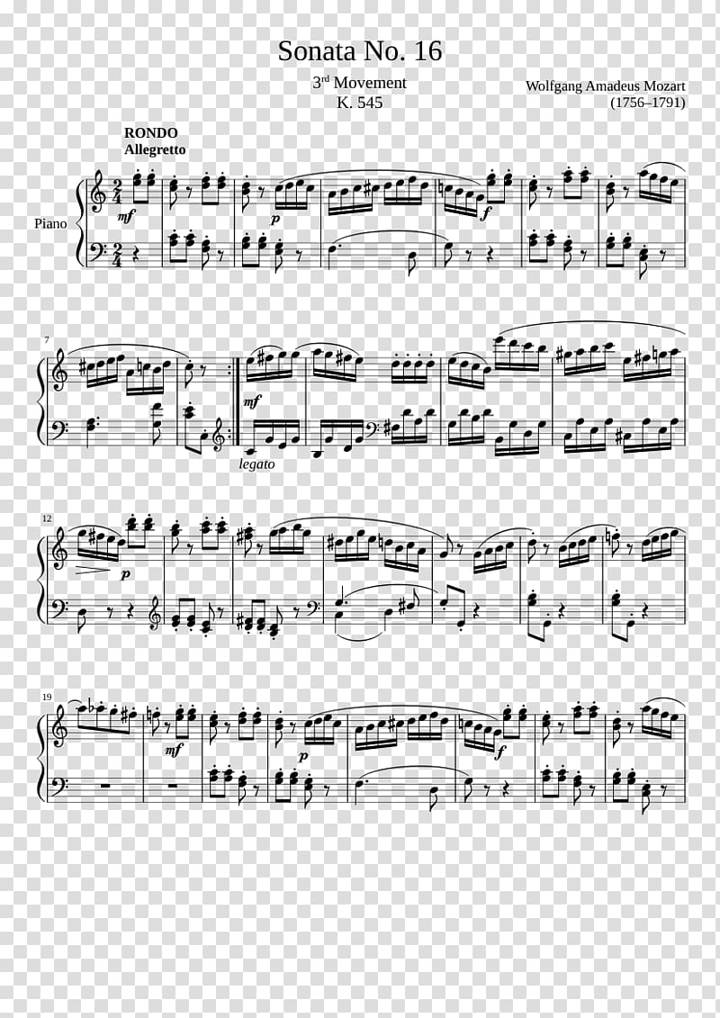 Sheet Music Piano Sonata No. 16, sheet music transparent background PNG clipart