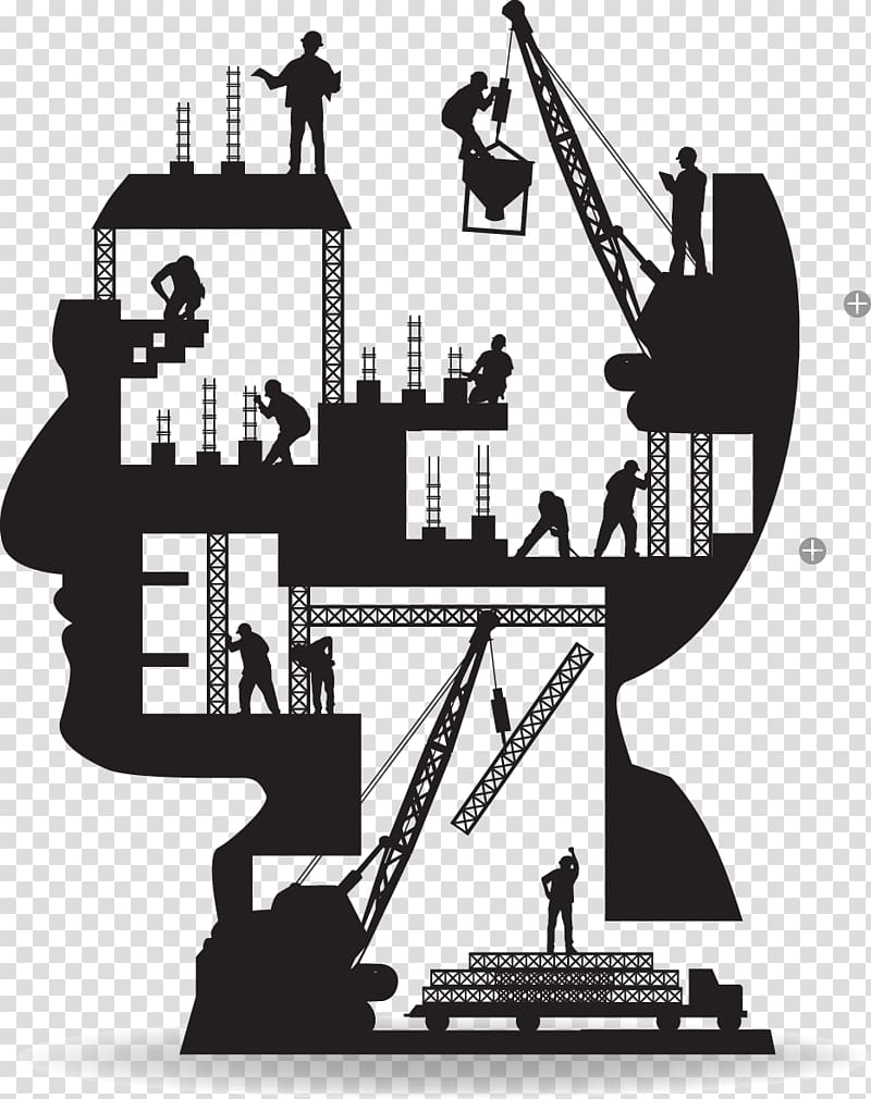 construction site illustration, Architectural engineering Building Construction worker Silhouette, FIG creative work of the human brain transparent background PNG clipart