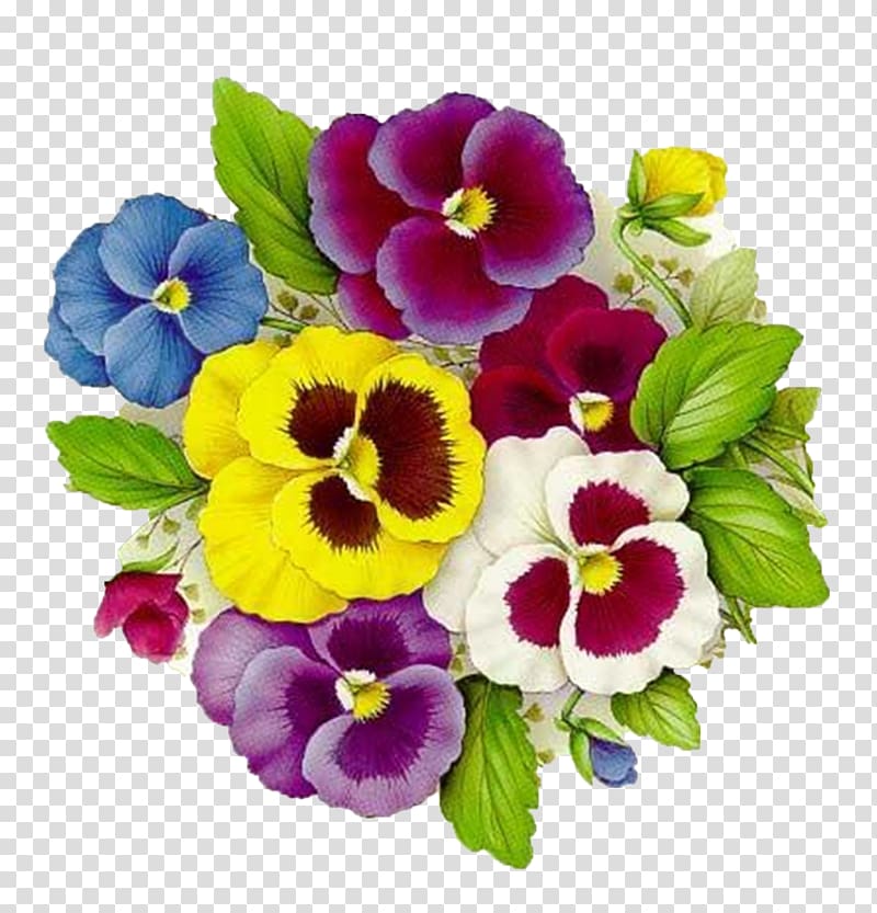 multicolored flowers , Pansy Decoupage Drawing Painting, FLORES transparent background PNG clipart