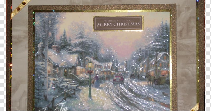 Oil painting Christmas village Artist, Thomas Kinkade transparent background PNG clipart