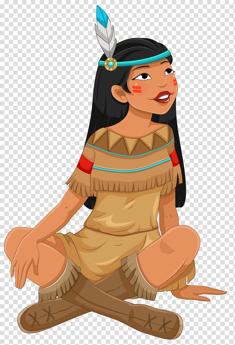 animated female native American illustration, Native Americans in the United States Woman , Native American Girl transparent background PNG clipart
