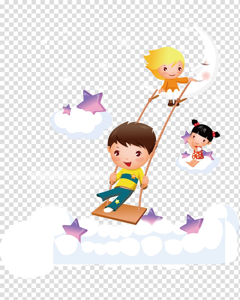 Child Euclidean Illustration, Play the kids at night transparent background PNG clipart