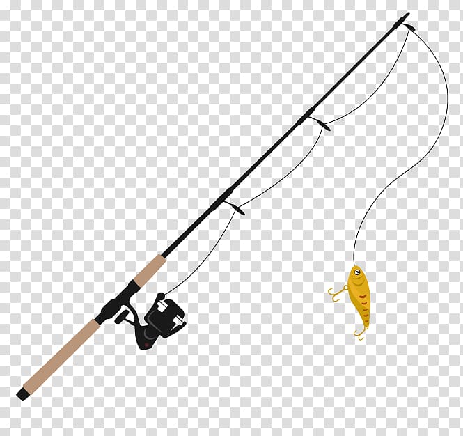 black and brown fishing rod with reel illustration, Fishing Rods Fishing line Angling , Fishing transparent background PNG clipart