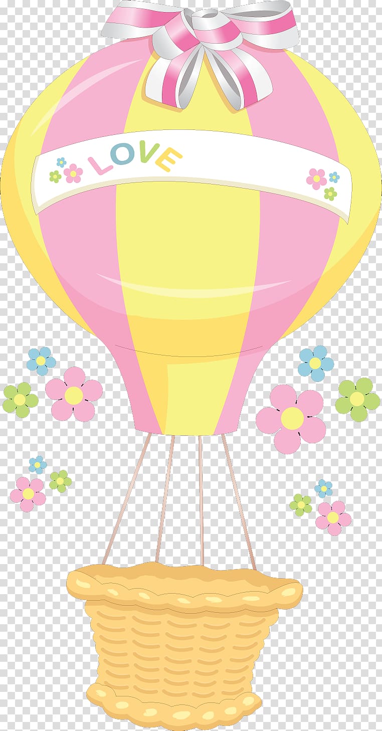 Hot air balloon , Love hot air balloon bow material free to pull transparent background PNG clipart