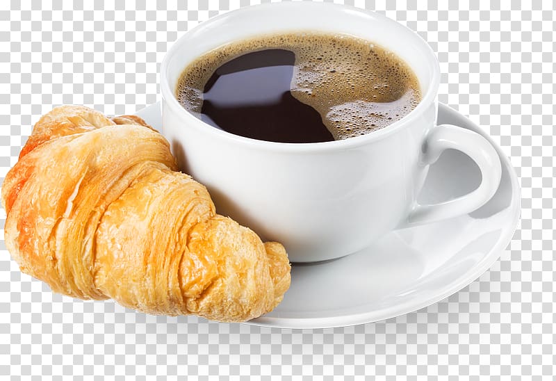 Coffee cup Croissant Tea Breakfast, Coffee transparent background PNG clipart