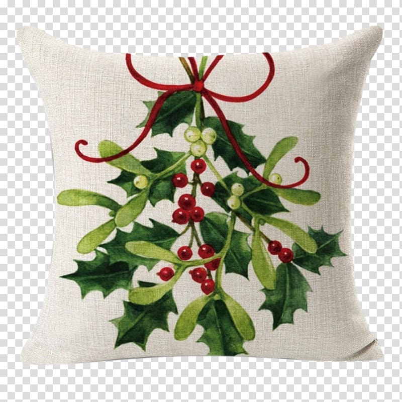 Throw Pillows Cushion Holly Kissing bough, flax transparent background PNG clipart