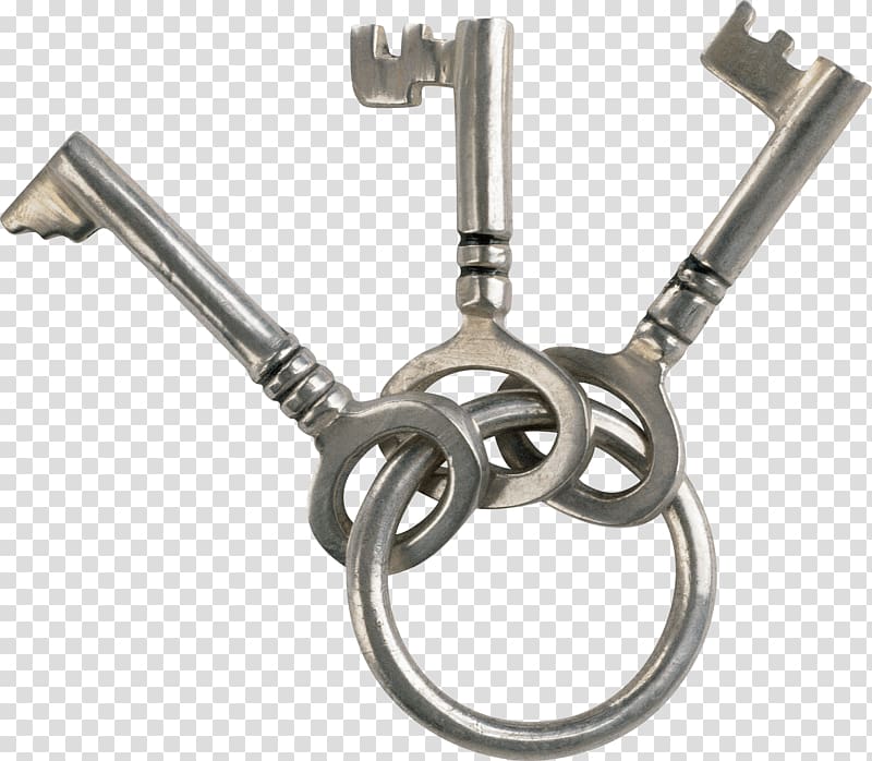 three gray keys , Three Old Keys transparent background PNG clipart