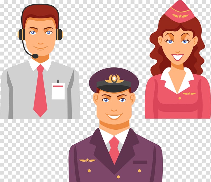 Airplane Cartoon Airport, Flight attendants flight attendants serving police officers cartoon transparent background PNG clipart