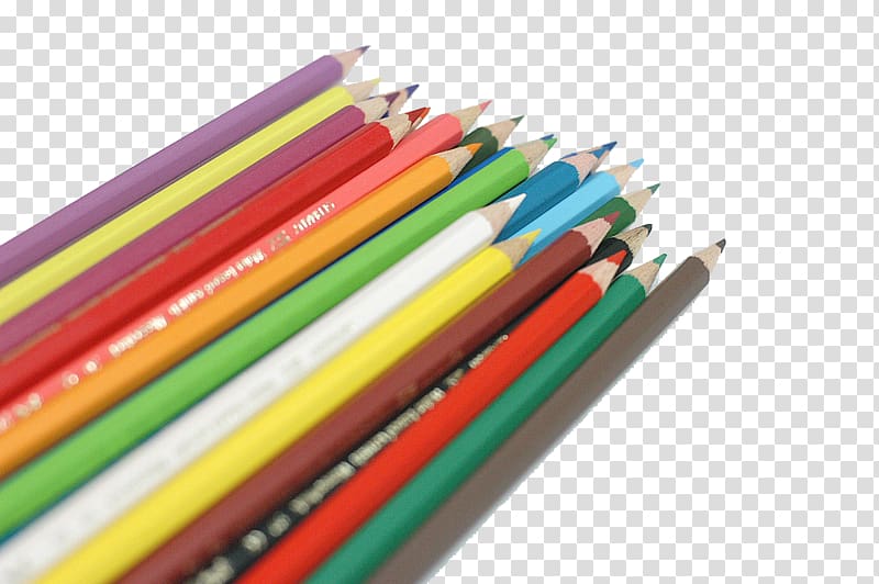 Pencil Office supplies, A row of colored pencils transparent background PNG clipart