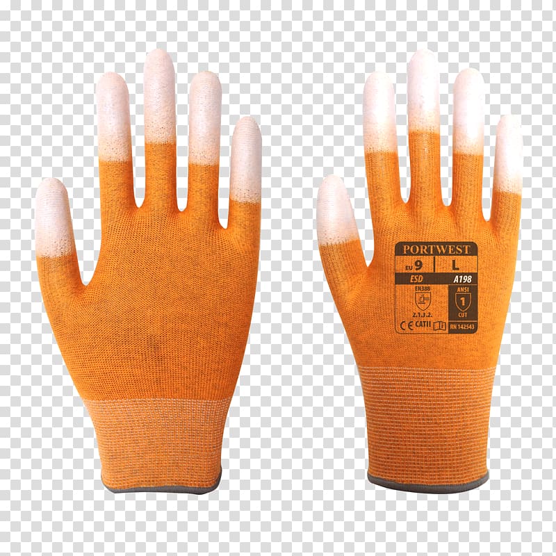 Antistatic agent Glove Electricity Nylon Carbon fibers, fingertip transparent background PNG clipart