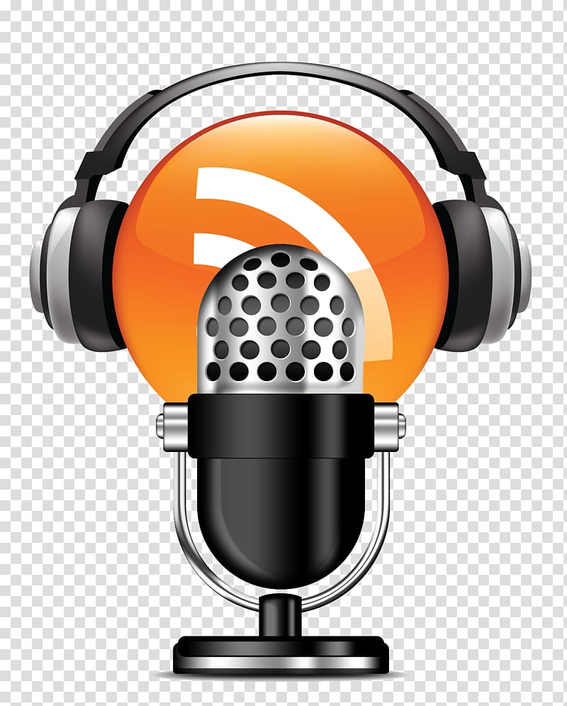 illustration of condenser microphone, Podcast Internet radio Radio program Talk radio, Headphones, microphones, HD logo transparent background PNG clipart