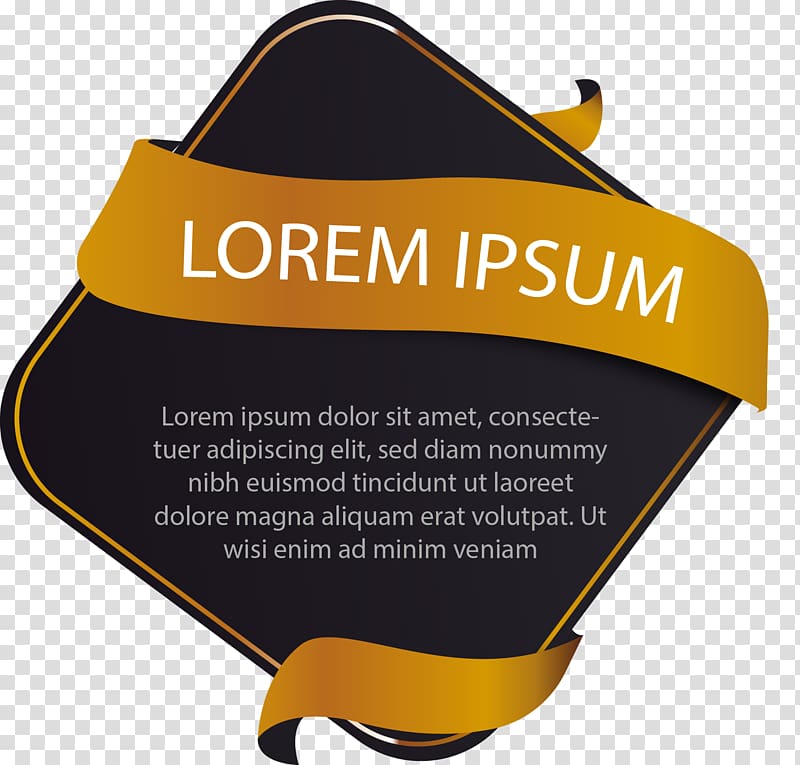 Lorem Ipsum text with blue background, Euclidean Text box Gold, golden ribbon decoration textbox transparent background PNG clipart
