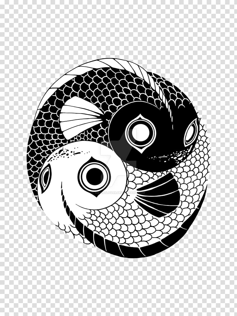 Digital art Drawing Yin Yang fish, Yinyang transparent background PNG clipart