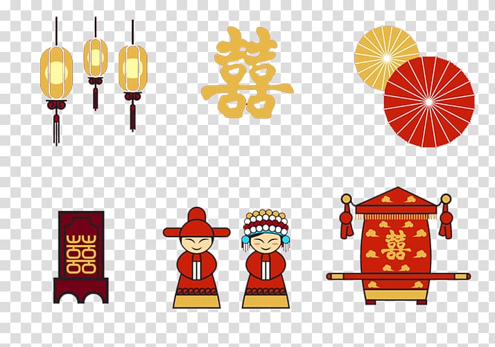 China Chinese marriage , Lantern bride and groom wedding car transparent background PNG clipart