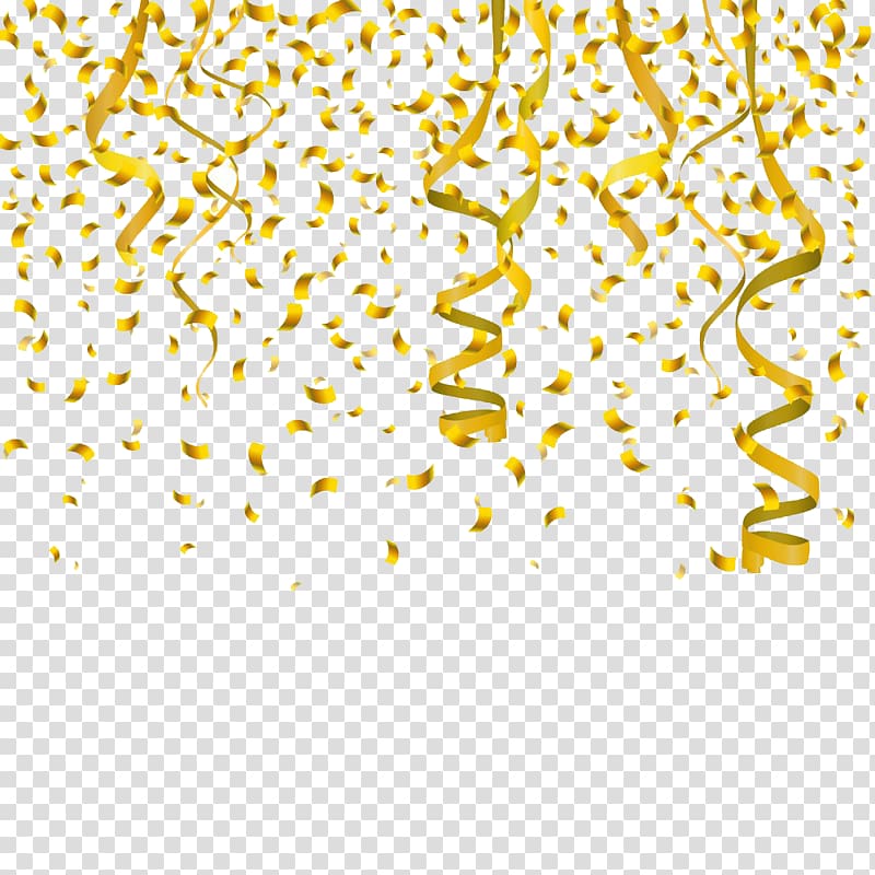 Confetti Interior Design Services , Gold ribbon, gold ribbons and confetti transparent background PNG clipart