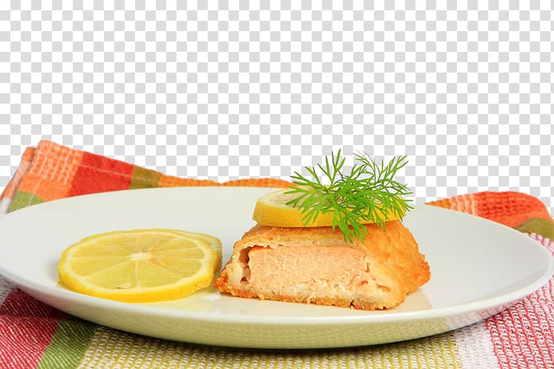 Smoked salmon Fish, Fried melon pieces transparent background PNG clipart