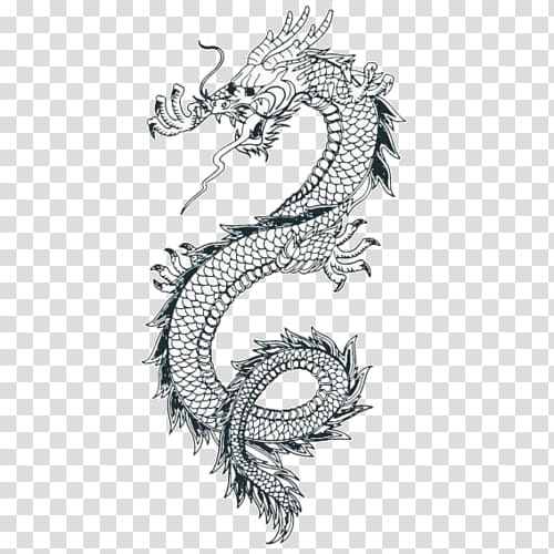China Japanese dragon Chinese dragon Drawing, temporary tattoos transparent background PNG clipart