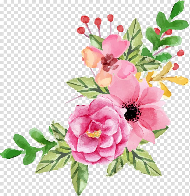 Garden roses Floral design Flower Watercolor painting, valentine element transparent background PNG clipart