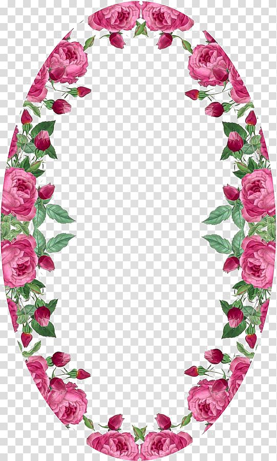 oval pink flowers border art, Paper Flower Pink , Rose Border transparent background PNG clipart