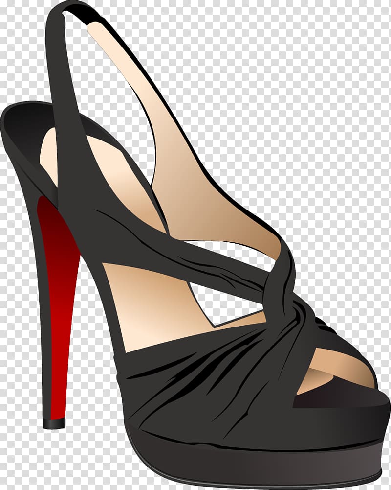 Shoe Sandal High-heeled footwear Ballet flat, Black high heels transparent background PNG clipart
