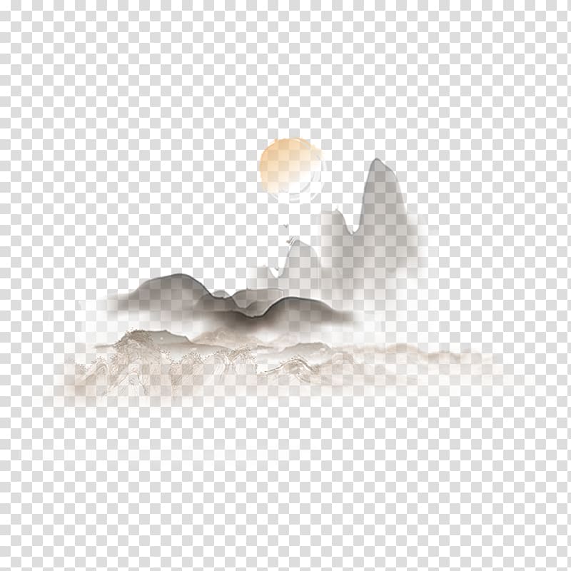 Watercolor painting Sunset, Sunset west mountain, moon and mountain illustration transparent background PNG clipart