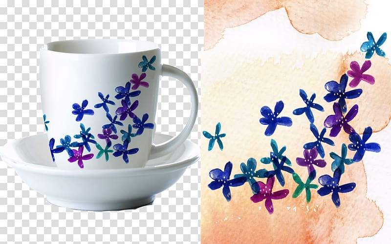 Cup Watercolor painting Motif , DIY Cup transparent background PNG clipart
