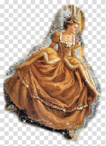 Cinderella Illustrator Fairy tale Fairy godmother Illustration, Gold dress women transparent background PNG clipart