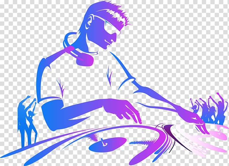 DJ illustration, Sticker Wall decal Disc jockey MacBook, Cartoon painted ballroom DJing DJ cool man beauty transparent background PNG clipart