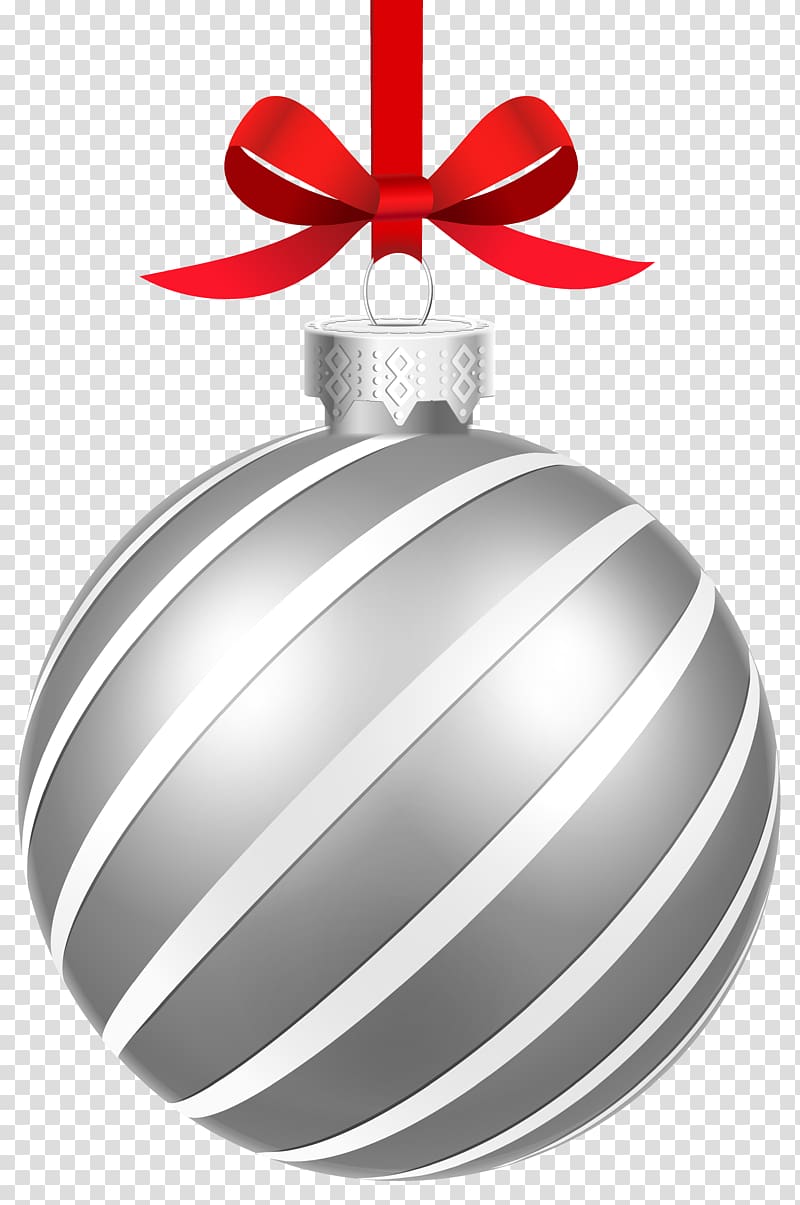 gray bauble illustration, Christmas ornament Christmas decoration , Silver Striped Christmas Ball transparent background PNG clipart