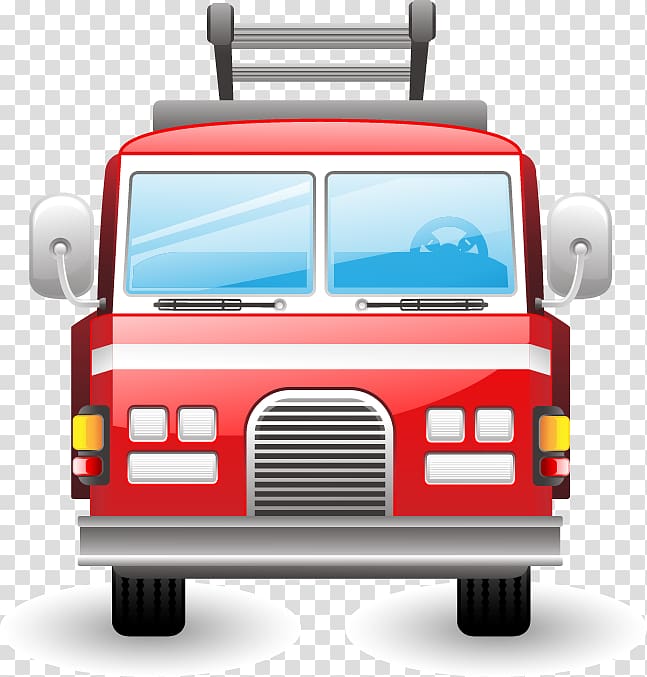 Car Fire engine red Siren Ambulance, Large hand-painted fire engine red pattern transparent background PNG clipart