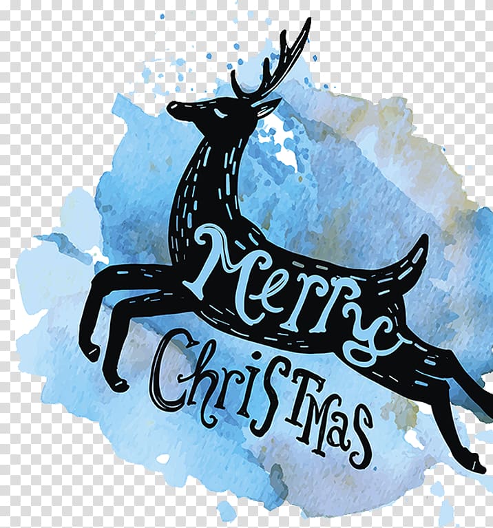 christmas watercolor reindeer transparent background PNG clipart