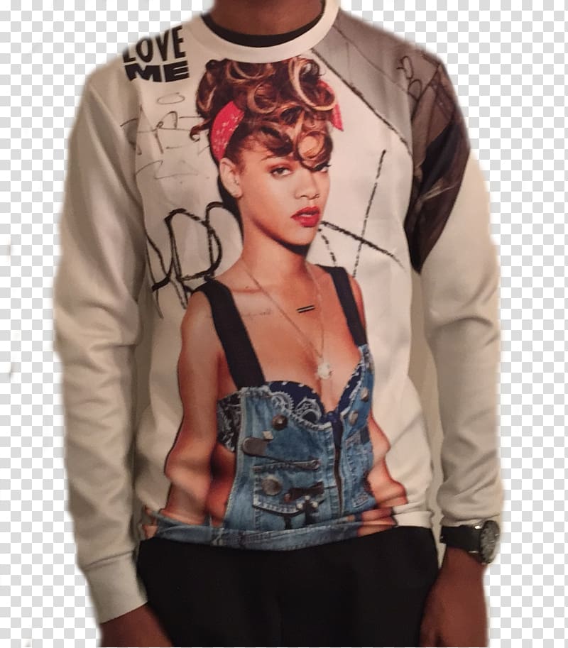 T-shirt Hoodie Rihanna Jacket Overall, sweat shirt transparent background PNG clipart